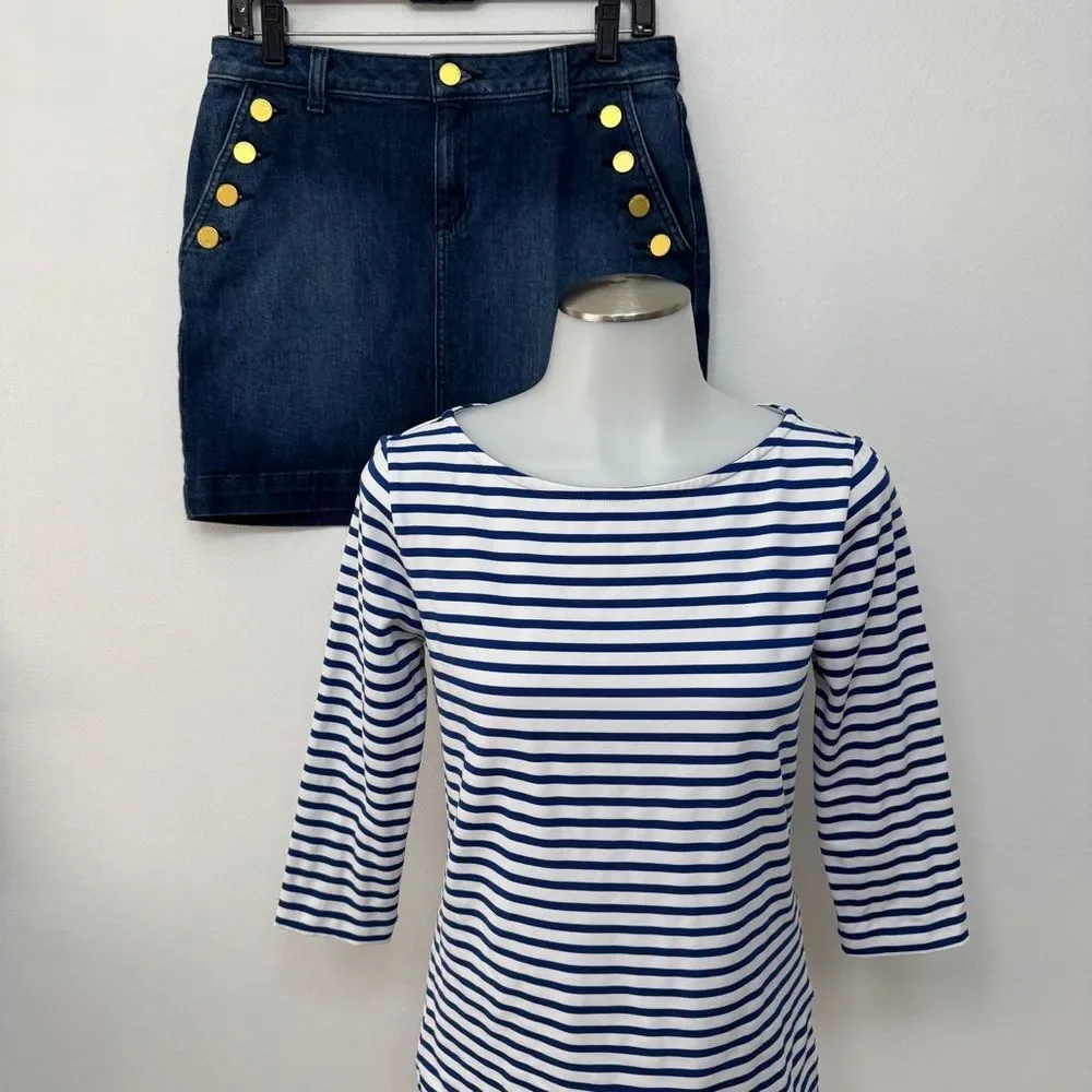Michael Kors Sailor Denim Mini Skirt Gold Buttons Size 6P